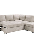 Canapé convertible avec coffre en velours chiné beige BARNEY - Angle droit