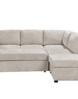 Canapé convertible avec coffre en velours chiné beige BARNEY - Angle droit