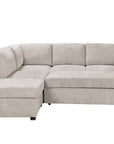 Canapé convertible avec coffre en velours chiné beige BARNEY - Angle gauche