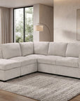 Canapé convertible avec coffre en velours chiné beige BARNEY - Angle gauche