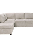 Canapé convertible avec coffre en velours chiné beige BARNEY - Angle gauche