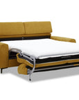 Canapé convertible express 3 places en velours texturé moutarde CALEB