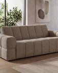 Canapé convertible express 3 places en velours texturé taupe BASILE