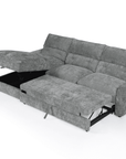 Canapé d'angle convertible avec coffre de rangement en velours chiné gris SAMINA - Angle gauche