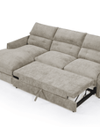 Canapé d'angle convertible avec coffre de rangement en velours chiné taupe SAMINA - Angle gauche