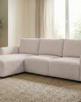 Canapé d'angle convertible avec coffre en tissu bouclette beige MARLA - Angle gauche
