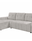 Canapé d'angle convertible avec coffre en velours chiné beige MAHLONE - Angle gauche