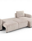 Canapé d'angle convertible avec coffre en velours chiné beige MARLA - Angle droit