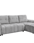 Canapé d'angle convertible avec coffre en velours chiné gris MAHLONE - Angle droit