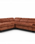 Canapé d'angle convertible avec coffre en velours chiné terracotta LUFY - Angle gauche