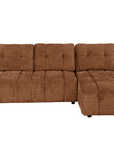 Canapé d'angle convertible avec coffre en velours chiné terracotta MAHLONE - Angle droit