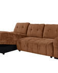 Canapé d'angle convertible avec coffre en velours chiné terracotta MAHLONE - Angle gauche