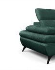 Canapé d'angle convertible avec coffre en velours chiné vert LUFY - Angle droit