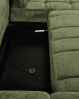 Canapé d'angle convertible avec coffre en velours chiné vert olive MAHLONE - Angle droit