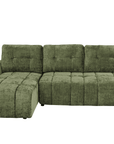 Canapé d'angle convertible avec coffre en velours chiné vert olive MAHLONE - Angle gauche