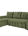 Canapé d'angle convertible avec coffre en velours chiné vert olive MAHLONE - Angle gauche