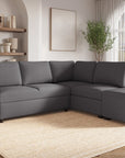 Canapé d'angle convertible en tissu gris foncé ALBAN - Angle droit