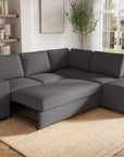 Canapé d'angle convertible en tissu gris foncé ALBAN - Angle droit