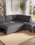 Canapé d'angle convertible en tissu gris foncé ALBAN - Angle droit