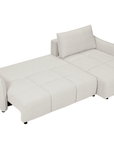 Canapé d'angle convertible et réversible en velours chiné beige MYSA