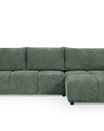 Canapé d'angle convertible et réversible en velours chiné vert olive MYSA