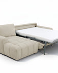 Canapé d'angle convertible ouverture express en tissu beige AGATHE - Angle gauche