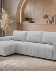 Canapé d'angle convertible ouverture express en tissu gris AGATHE - Angle gauche