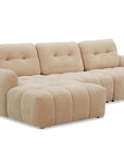 Canapé d'angle en velours tissé beige avec dossier réglable ADONIS - Angle gauche