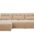 Canapé d'angle en velours tissé beige avec dossier réglable ADONIS - Angle gauche