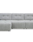 Canapé d'angle en velours tissé gris clair avec dossier réglable ADONIS - Angle gauche