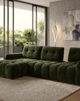 Canapé d'angle en velours tissé vert olive avec dossier réglable ADONIS - Angle gauche