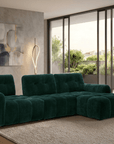 Canapé d'angle en velours tissé vert sapin avec dossier réglable ADONIS - Angle droit