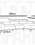 Canapé d'angle fixe avec méridienne en tissu beige KALISTA - Angle Droit