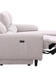 Canapé d’angle relax électrique en tissu beige LUDMILA - Angle droit
