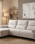 Canapé d’angle relax électrique en tissu beige LUDMILA - Angle gauche