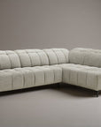 Canapé d'angle relax électrique en velours chiné beige ALVAR - Angle droit