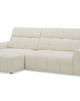 Canapé d'angle relax électrique en velours chiné beige DANIA -Angle gauche