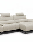Canapé d’angle relax électrique en velours chiné beige LYANA - Angle droit