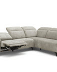 Canapé d'angle relax électrique en velours chiné beige SOLINA - Angle droit