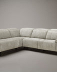 Canapé d'angle relax électrique en velours chiné beige SOLINA - Angle gauche