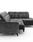 Canapé d'angle relax électrique en velours chiné gris ALVAR - Angle droit