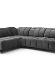 Canapé d'angle relax électrique en velours chiné gris ALVAR - Angle gauche