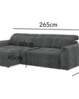 Canapé d'angle relax électrique en velours chiné gris DANIA -Angle gauche