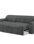 Canapé d'angle relax électrique en velours chiné gris DANIA -Angle gauche