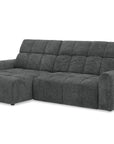 Canapé d'angle relax électrique en velours chiné gris DANIA -Angle gauche