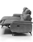 Canapé d’angle relax électrique en velours chiné gris LYANA - Angle gauche