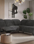 Canapé d'angle relax électrique en velours chiné gris SOLINA - Angle droit