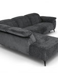 Canapé d'angle relax électrique en velours chiné gris SOLINA - Angle gauche