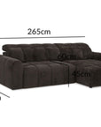 Canapé d'angle relax électrique en velours chiné marron DANIA -Angle droit