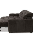 Canapé d'angle relax électrique en velours chiné marron DANIA -Angle gauche